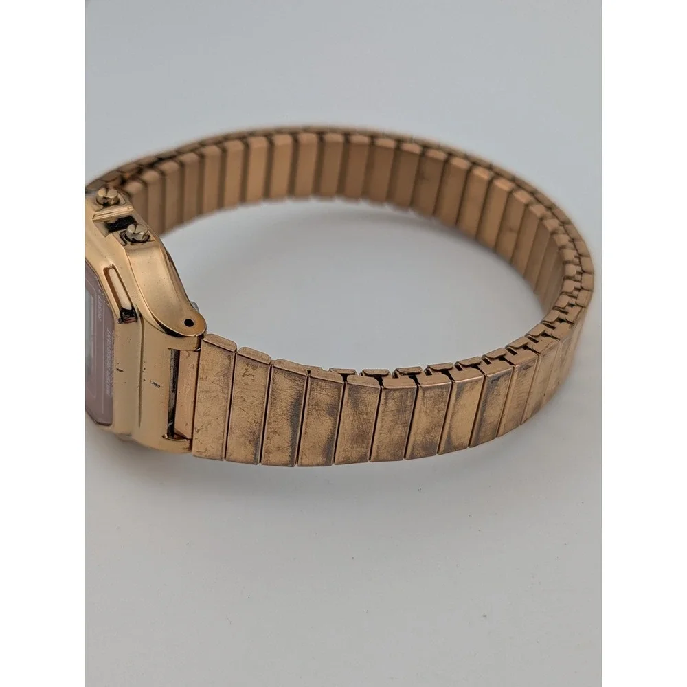 Timex Classic Mini Watch Women 27mm Case Digital Rose Gold Stretch Band- Working